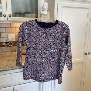 Lapagayo Holland Pullover Cotton Top Blue White and Red Floral